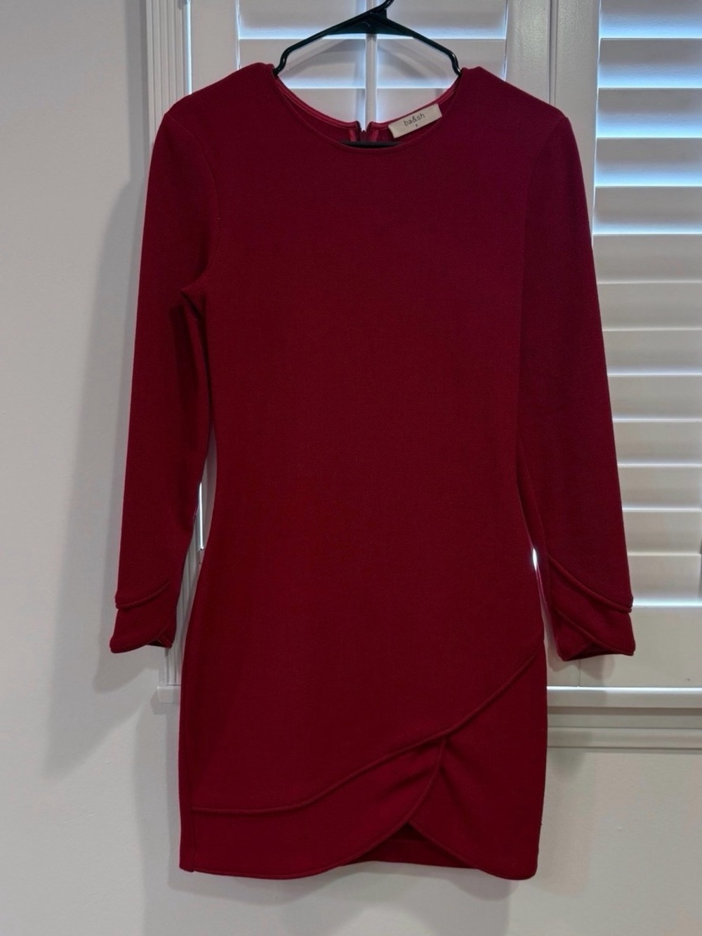 ba&sh red Long-Sleeve Wrap-Detail Sheath Dress